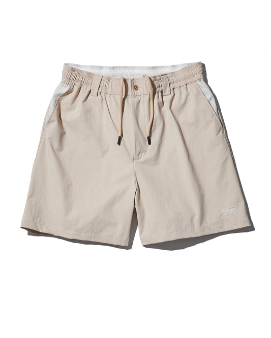 Bicolor Shorts /  Beige & White